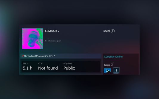 Steam profile for an unregistered user