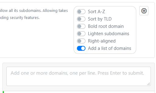 Import a list of domains. This is not intended to import huge lists, only small personal lists.