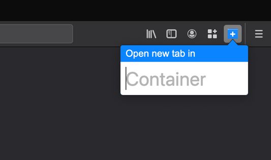 Ctrl+Shift+Comma to search for a new tab's container.