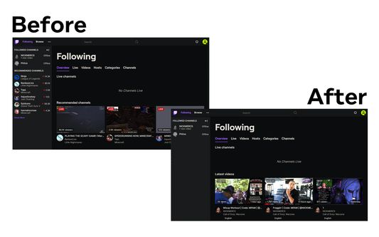 Hide recommended channels on Twitch.