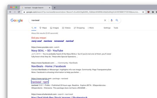 A preview of an element selected using Naviseal