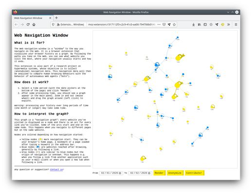 user interface with explainer (left panel) and canvas for the navigation graph (main panel)