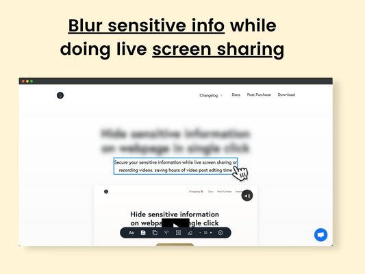 Blur sensitive info while doing live screen sharing
