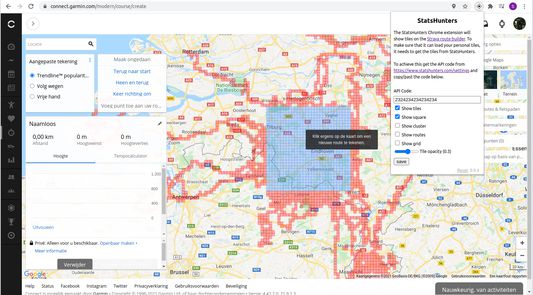 StatsHunters tiles on Garmin route builder