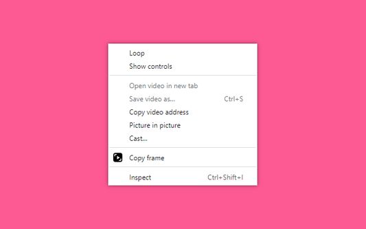 Context menu showing the Copy Frame option on a video.