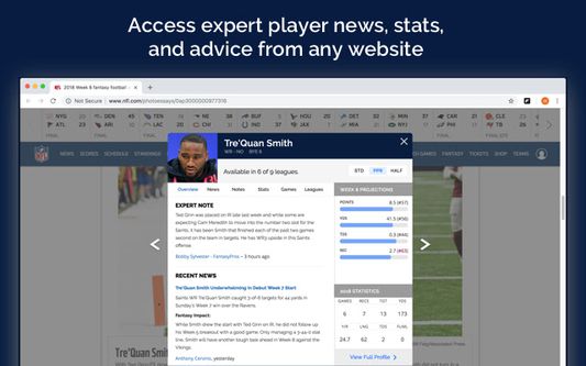 Access expert player news, stats, and advie from any website