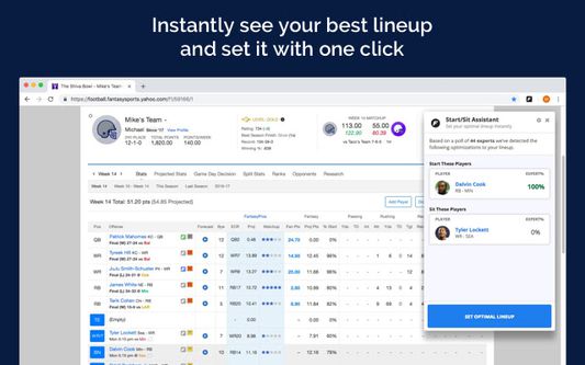 Instantly see your best lineup and set it with one click