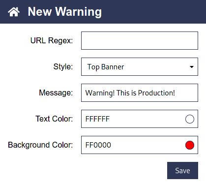 Example of a new warning being configured