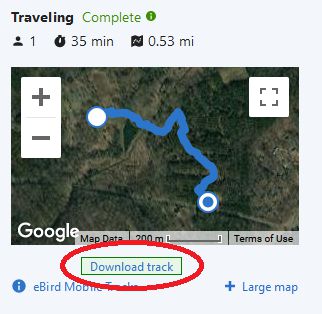 This screenshot shows the download link that this extension provides. Click the link to download the GPS data for your track.