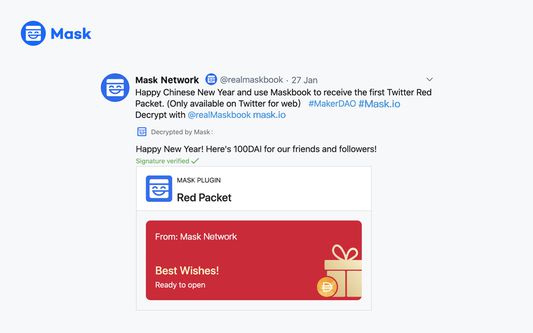 Create and claim a red packet on Twitter.