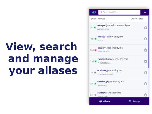 View, search and manage all of your aliases