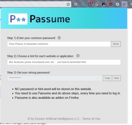 Get a password manager in three easy steps ... no storage, no attachment, free!