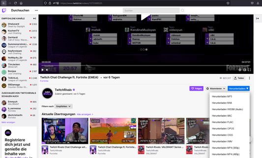 Twitch video and clips download button