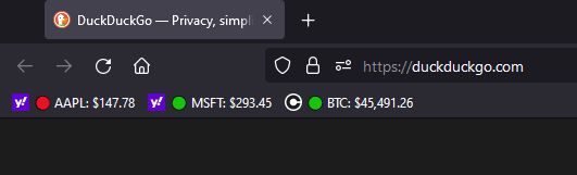 Live stock tickers and cryptocurrency tickers right on the bookmark toolbar!