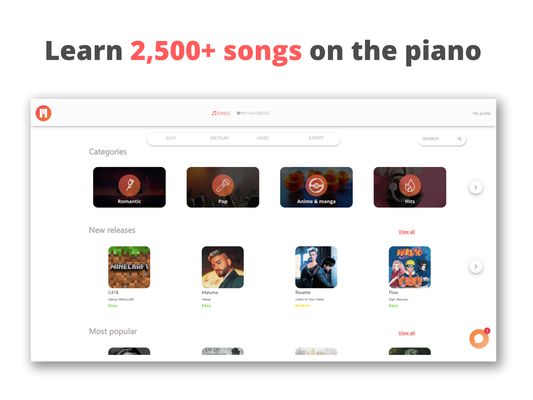 Learn 2500 songs on the piano