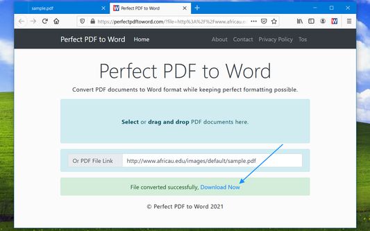 After new seconds, click download now button to download word file