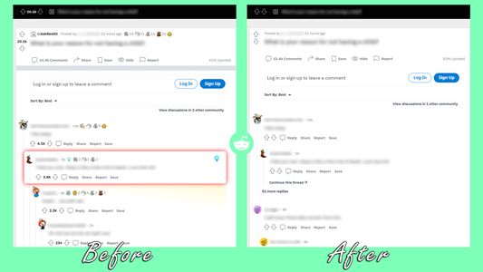 Before and After - using Unbiased for Reddit