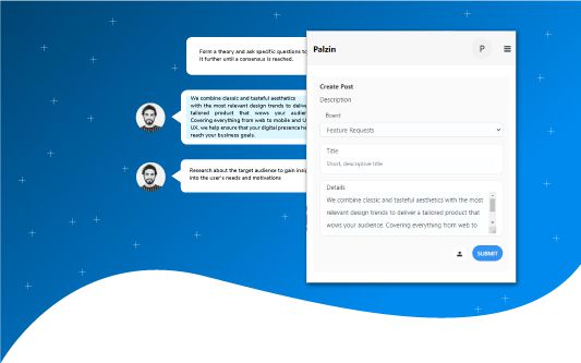 Highlight text from any application, website, email, or chat and click the Palzin add-on.