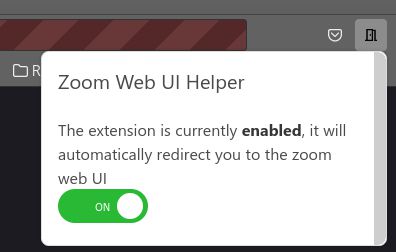 Screenshot of the zoom web ui helper