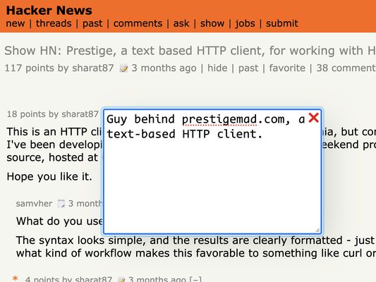 Adding a note on the user `sharat87` on Hacker News.