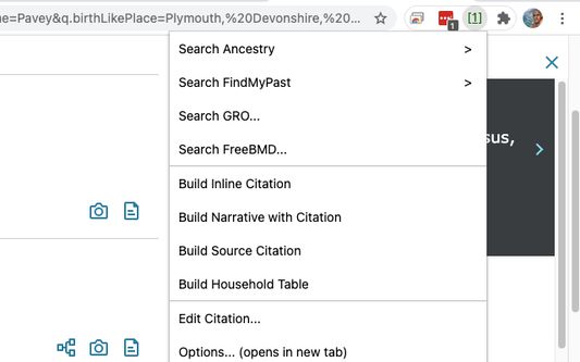 When on a record page you can build citations or household tables (for censuses)