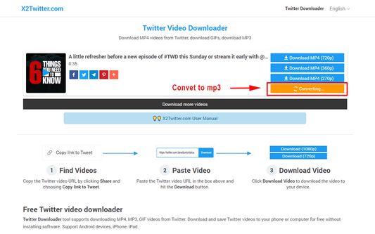 Converting Twitter video to mp3