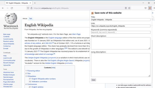 Notoy popup showing autofilled fields at Wikipedia