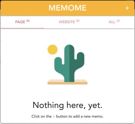 MemoMe start page.