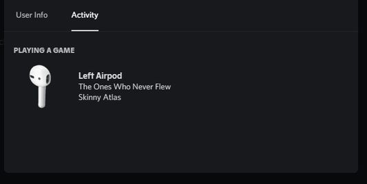 Apple Music song info showing on a users activity.