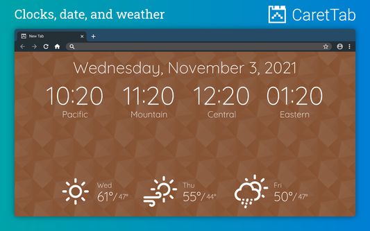 Clocks, date and weather