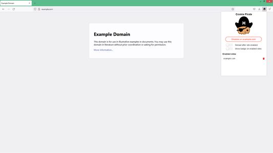 After enabling a site. All cookies for the current domain will be removed immediately before the next navigation attempt on the same site.