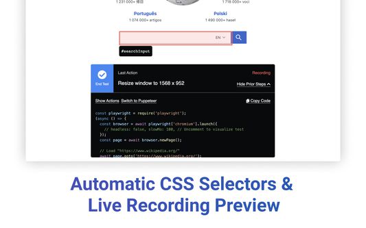 Automatic CSS Selectors & Live Recording Preview