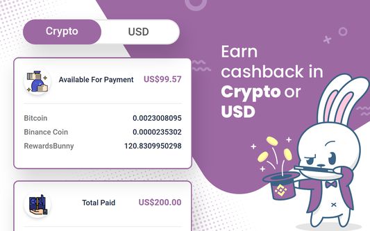 Earn cashback in Crypto or USD
