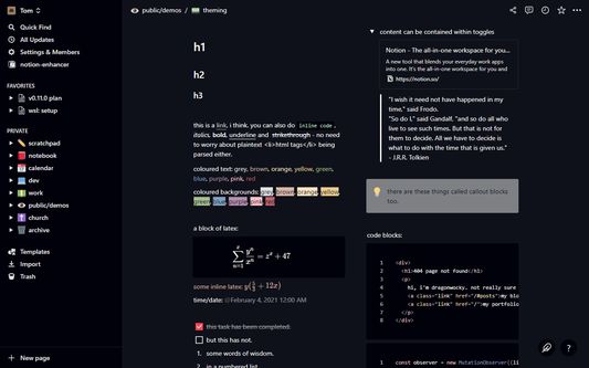notion in the material ocean theme