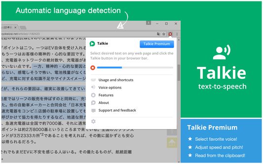 Talkie has automatic language detection
