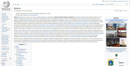 Example of the conversion on the Wikipedia entry about Jakarta.