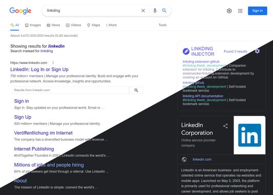 google with search injection results