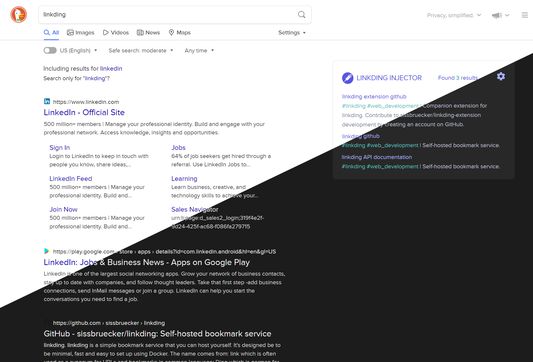 duckduckgo with search injection results