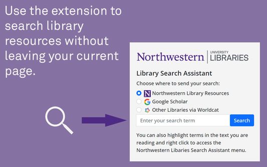 Use the extension to search library resources without leaving your current page.