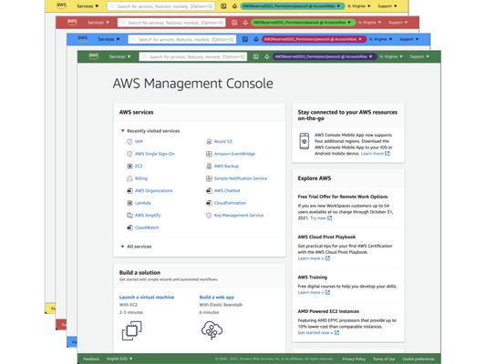 Browser Extension to change color of AWS Management Console, by Account ID