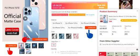 You can download all the images and videos of product from aliexpress product page