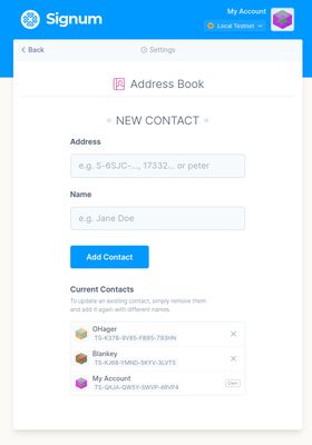 Address Book to store frequently used accounts