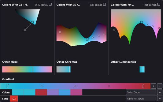 You can use the "Gradient" tool to create evenly or specifically distributed colors between a start and an end color.