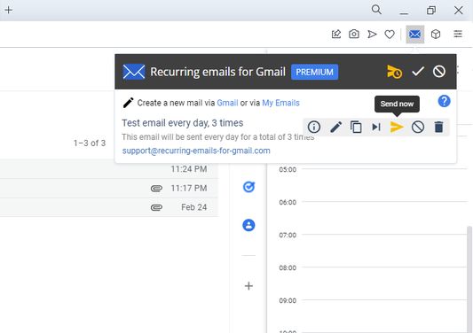 Email management using the extension
