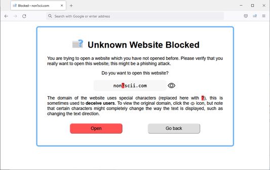 Blocked page (non-ASCII domain)