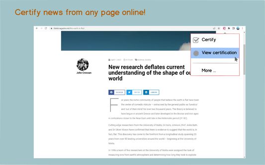 Certify news from any page online!