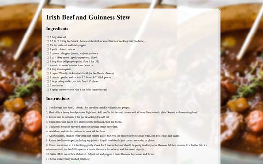 Removing all the background stories and information and turning the recipe into a simple and easy to read list of ingredients and instructions.