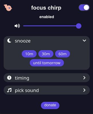 customize alert volume and snooze for set periods of time.