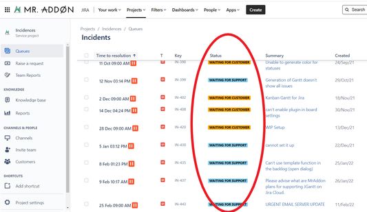 A new full-colored world
Now your users will see different colors in the statuses: in the Dashboard gadgets, in the Advanced Issue Search View and Jira Service Management Queues