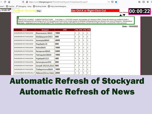 Auto refresh of Stockyard and News